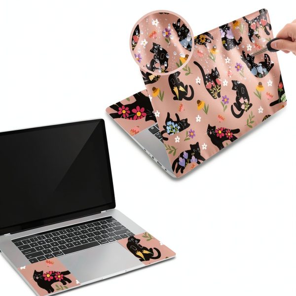 Laptop Skin SUPERDANT PVC Black Pink Cat Design-2
