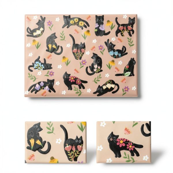 Laptop Skin SUPERDANT PVC Black Pink Cat Design-1