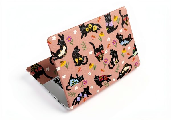 Laptop Skin SUPERDANT PVC Black Pink Cat Design-0