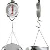 QWORK 110 lbs Large Display Spring Dial Weight Scale & Scale Scoop/Chain with Hanging Cradle, Steel Construction, for Shopping, Traveling, Kitchen, Silver-1