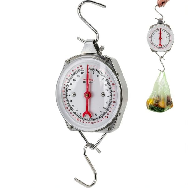 Precision Hanging Scale, 110 LB / 50KG Spring Dial Weight Scale Large Game Scale, Heavy Duty Mechanical Kitchen Weighing Food Scale for Market, Feeding, Kitchen-0