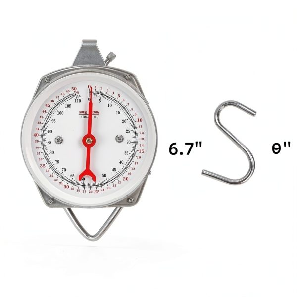 Precision Hanging Scale, 110 LB / 50KG Spring Dial Weight Scale Large Game Scale, Heavy Duty Mechanical Kitchen Weighing Food Scale for Market, Feeding, Kitchen-1