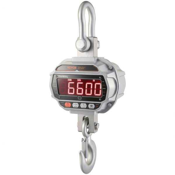 VEVOR Digital Crane Scale, 6600 lbs/3000 kg, Industrial Heavy Duty Hanging Scale with Remote Control, Cast Aluminum Case & LED Screen, High Precision for Construction, Factory, Farm, Hunting (Silver)-8