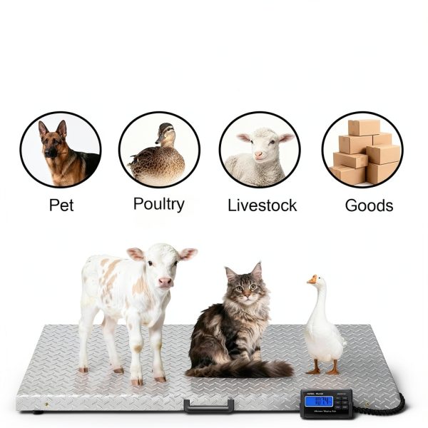 1100Lbs x 0.2Lbs Digital Livestock Scale Stainless Steel Non-Slip Platform Scale Electronic Heavy Duty Postal Shipping Scale for Large Pet Dog Goat Pig Cattle Sheep-5