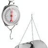 QWORK 110 lbs Large Display Spring Dial Weight Scale & Scale Scoop/Chain with Hanging Cradle, Steel Construction, for Shopping, Traveling, Kitchen, Silver-0