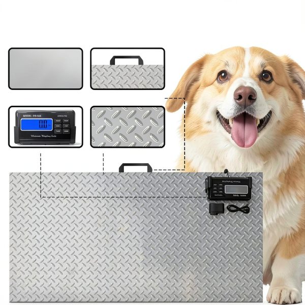 1100Lbs x 0.2Lbs Digital Livestock Scale Stainless Steel Non-Slip Platform Scale Electronic Heavy Duty Postal Shipping Scale for Large Pet Dog Goat Pig Cattle Sheep-3