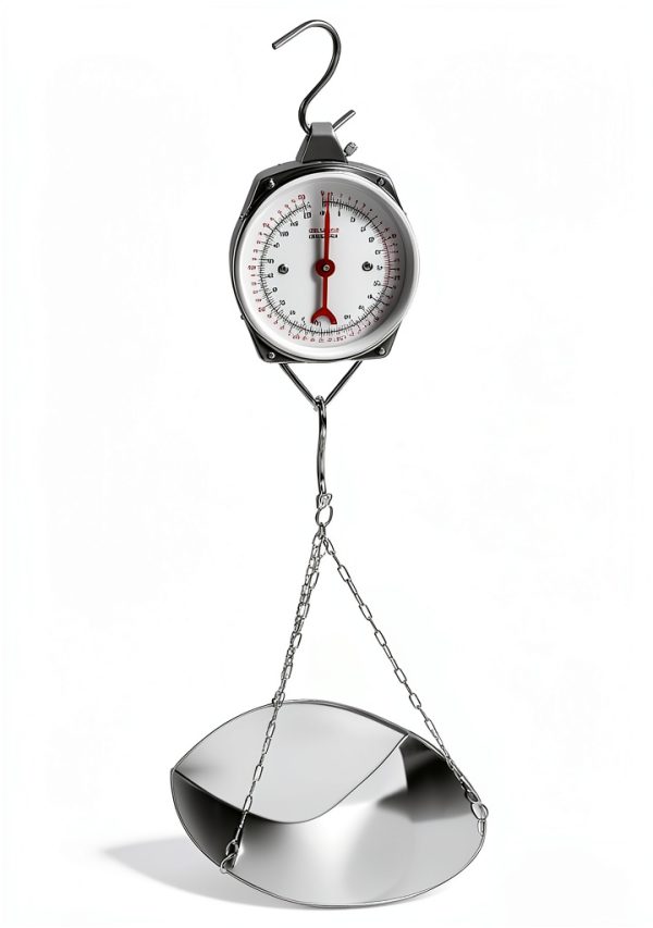 QWORK 110 lbs Large Display Spring Dial Weight Scale & Scale Scoop/Chain with Hanging Cradle, Steel Construction, for Shopping, Traveling, Kitchen, Silver-2