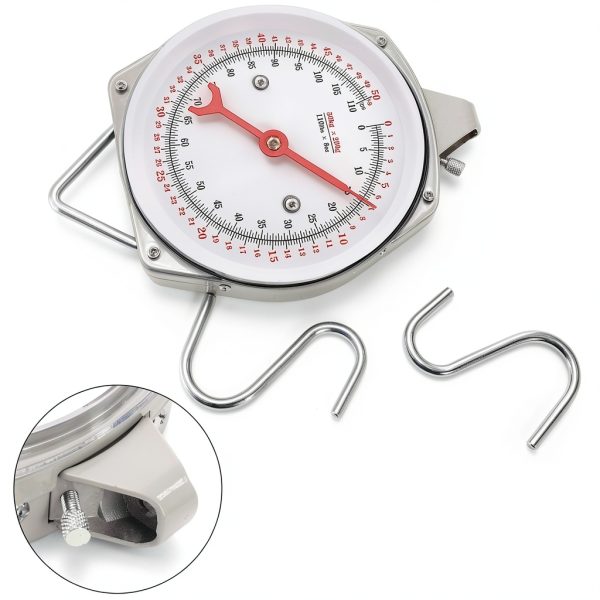 Precision Hanging Scale, 110 LB / 50KG Spring Dial Weight Scale Large Game Scale, Heavy Duty Mechanical Kitchen Weighing Food Scale for Market, Feeding, Kitchen-3
